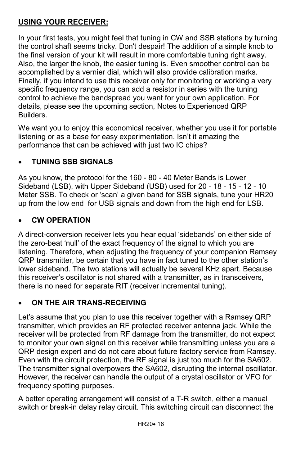 Ramsey Electronics HR20 User Manual | Page 16 / 28