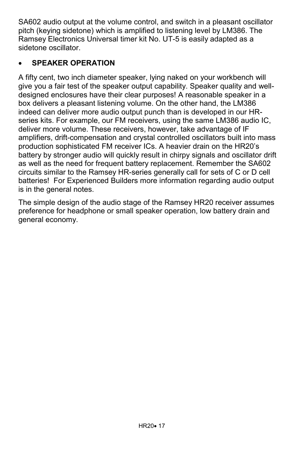 Ramsey Electronics HR20 User Manual | Page 17 / 28
