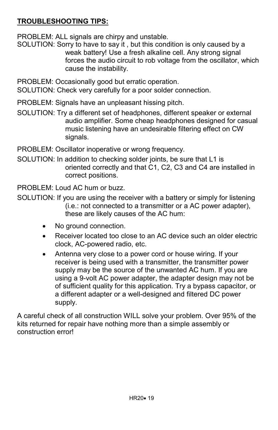 Ramsey Electronics HR20 User Manual | Page 19 / 28