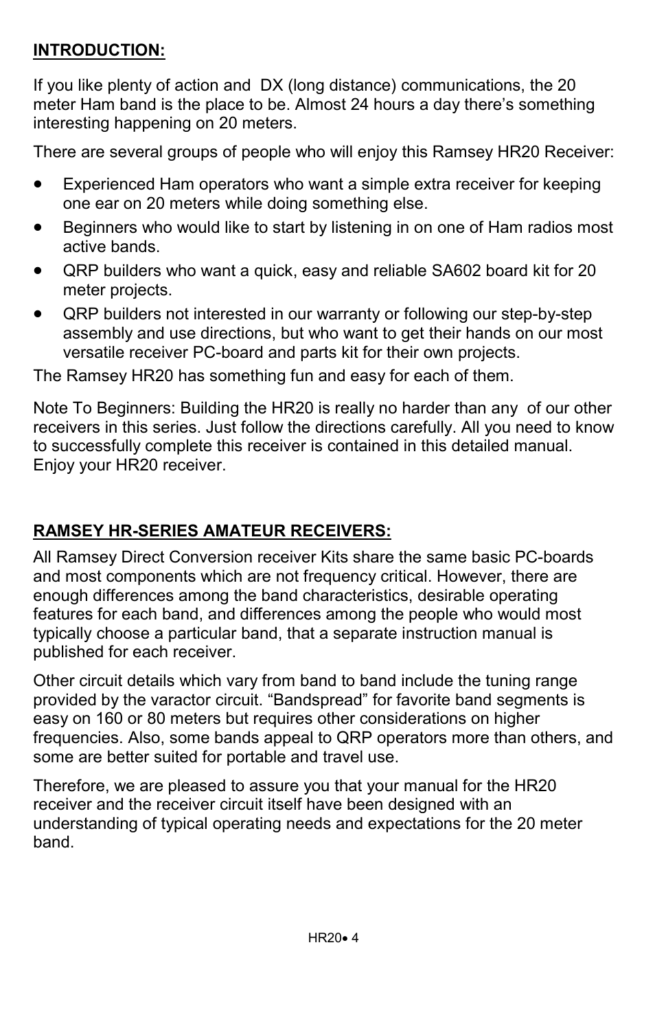 Ramsey Electronics HR20 User Manual | Page 4 / 28
