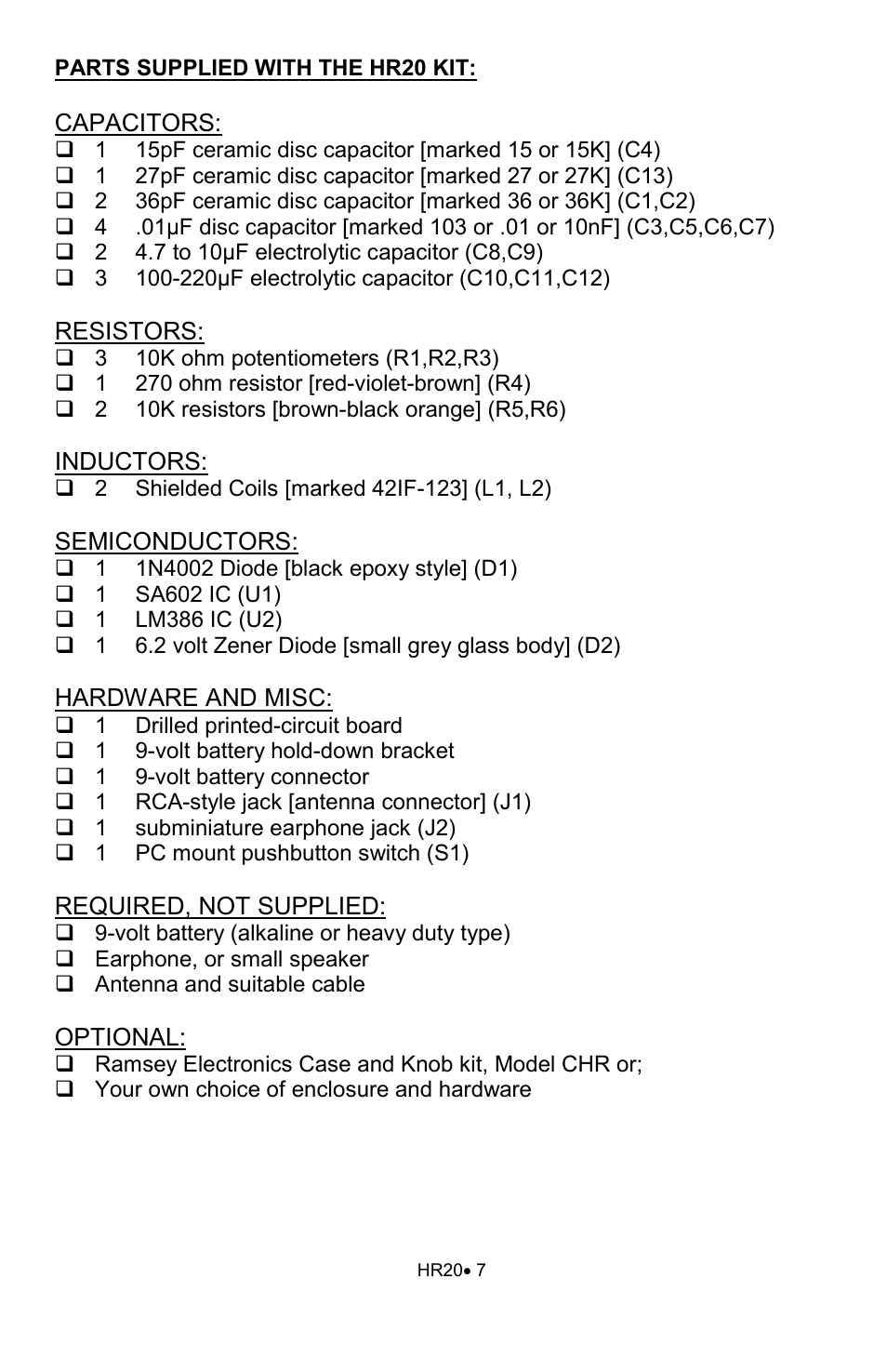 Ramsey Electronics HR20 User Manual | Page 7 / 28