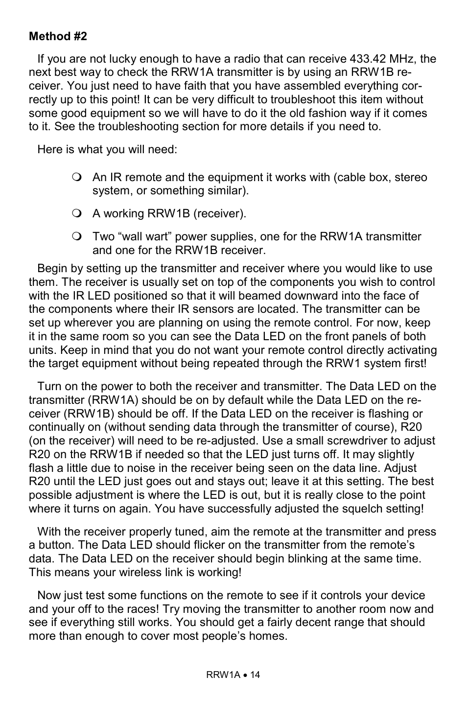 Ramsey Electronics RRW1A User Manual | Page 14 / 20