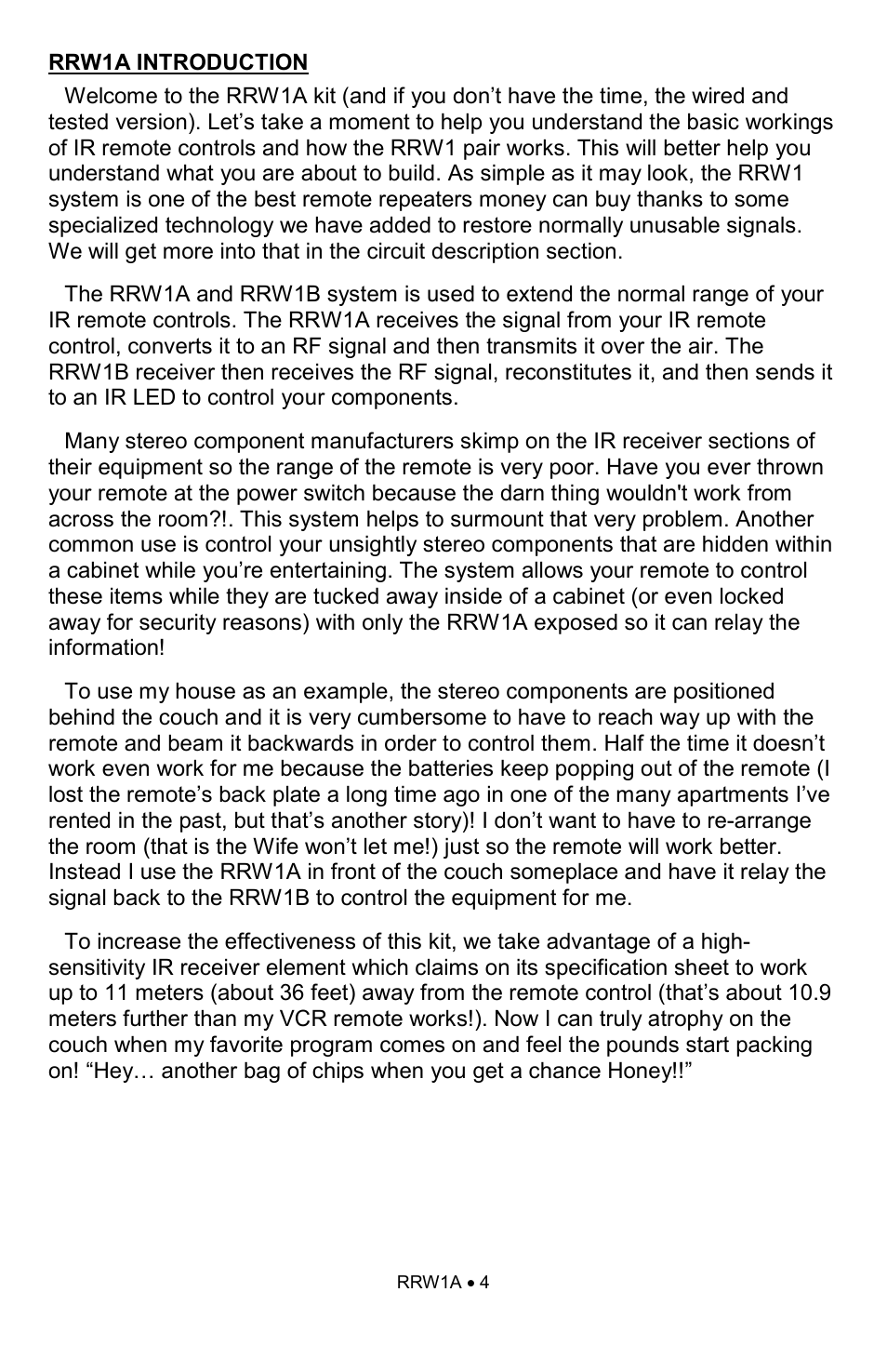 Ramsey Electronics RRW1A User Manual | Page 4 / 20