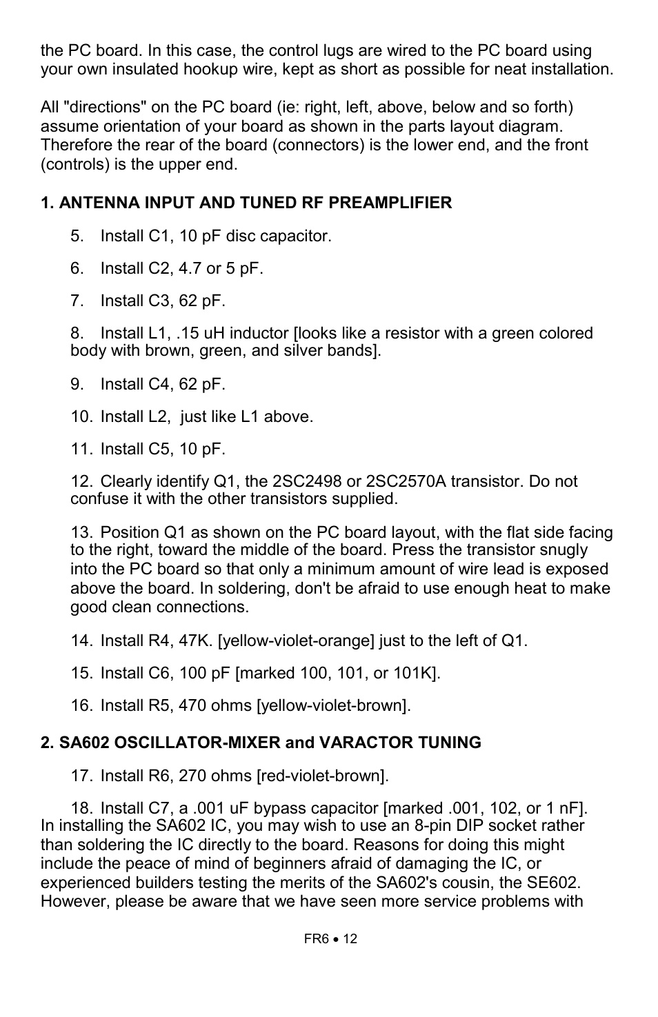 Ramsey Electronics FR6 User Manual | Page 12 / 24