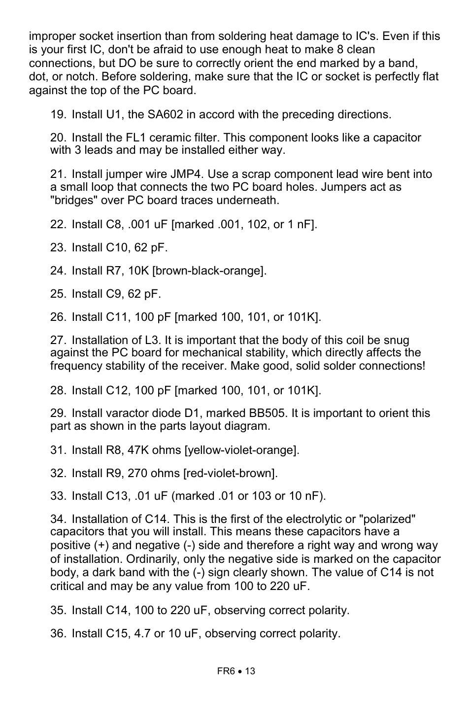 Ramsey Electronics FR6 User Manual | Page 13 / 24