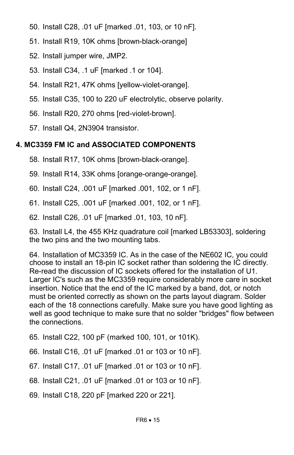 Ramsey Electronics FR6 User Manual | Page 15 / 24