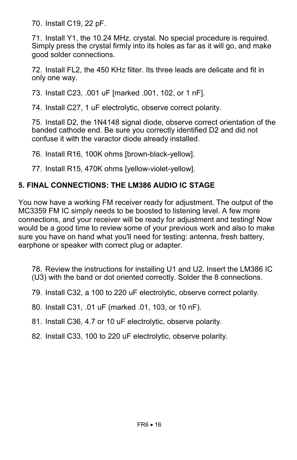 Ramsey Electronics FR6 User Manual | Page 16 / 24