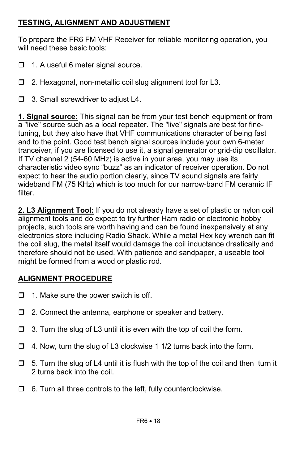 Ramsey Electronics FR6 User Manual | Page 18 / 24