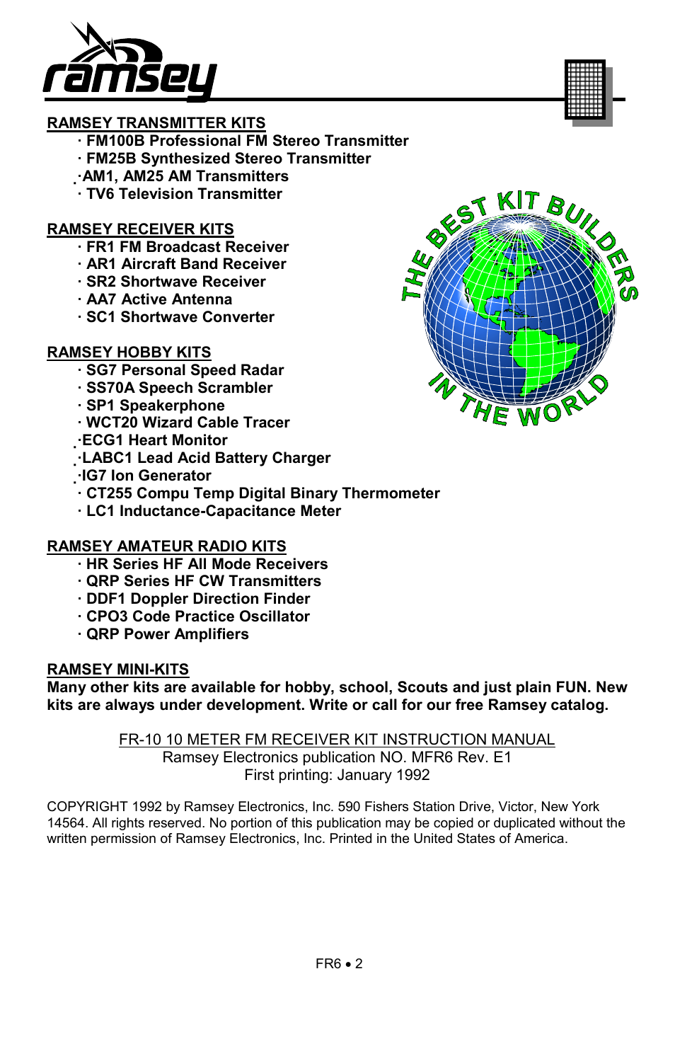 Ramsey Electronics FR6 User Manual | Page 2 / 24