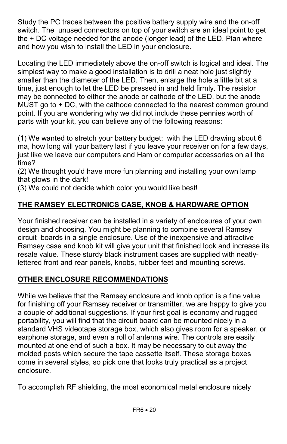 Ramsey Electronics FR6 User Manual | Page 20 / 24