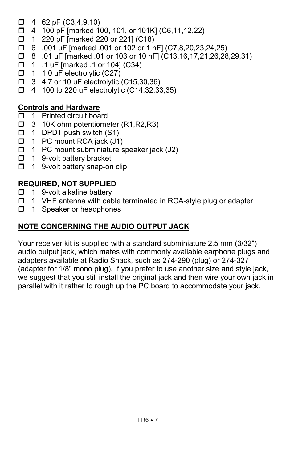 Ramsey Electronics FR6 User Manual | Page 7 / 24