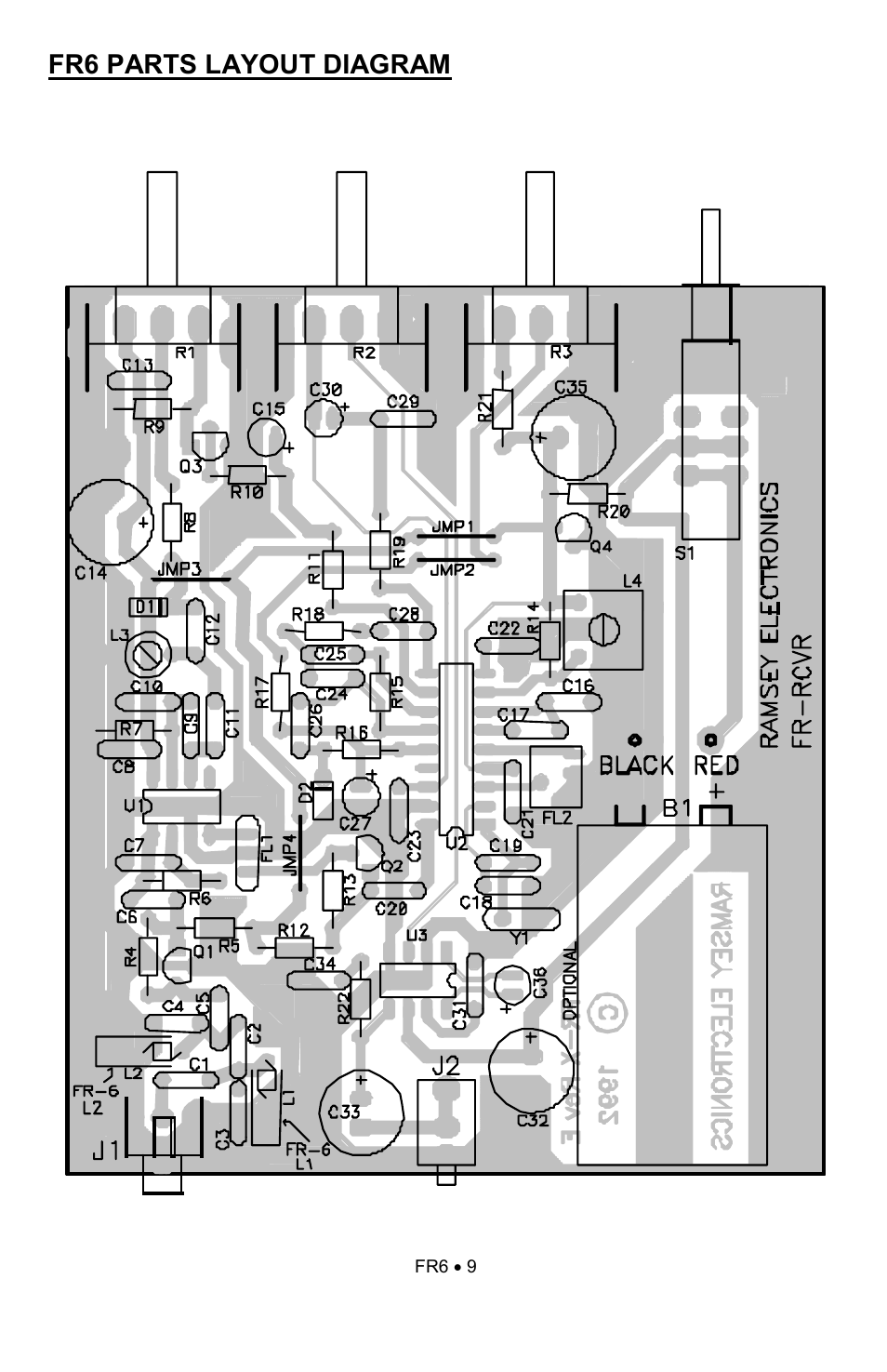 Fr6 parts layout diagram | Ramsey Electronics FR6 User Manual | Page 9 / 24