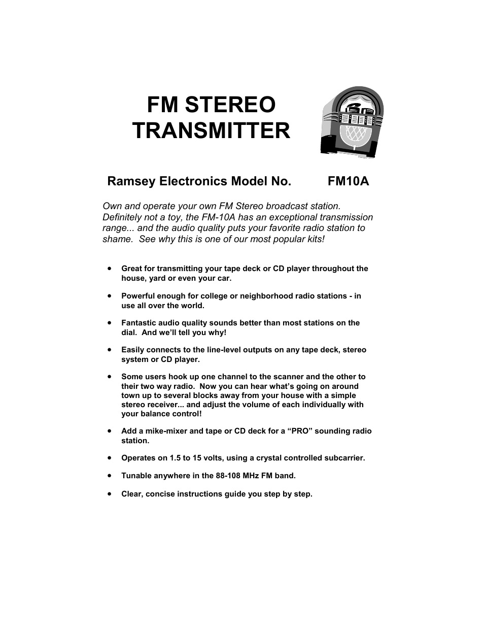 Ramsey Electronics FM10A User Manual | 28 pages