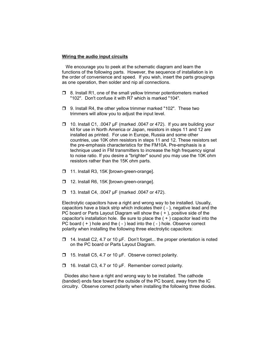 Ramsey Electronics FM10A User Manual | Page 10 / 28