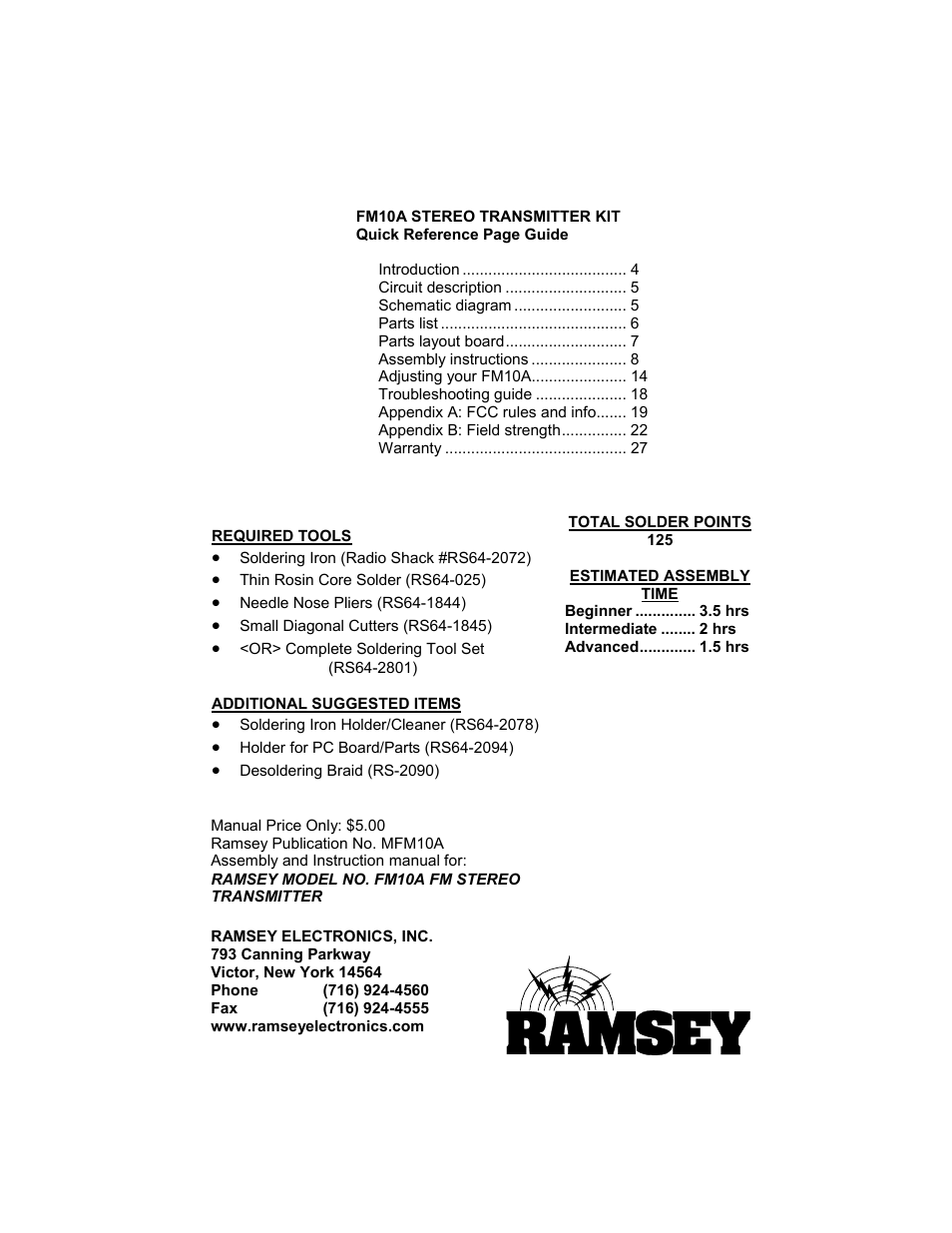 Ramsey Electronics FM10A User Manual | Page 28 / 28