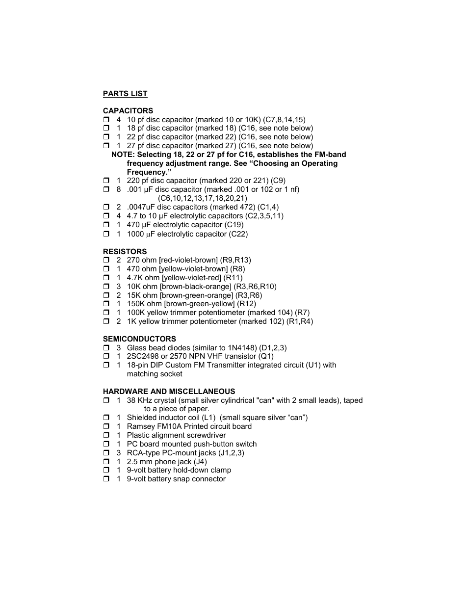 Ramsey Electronics FM10A User Manual | Page 6 / 28