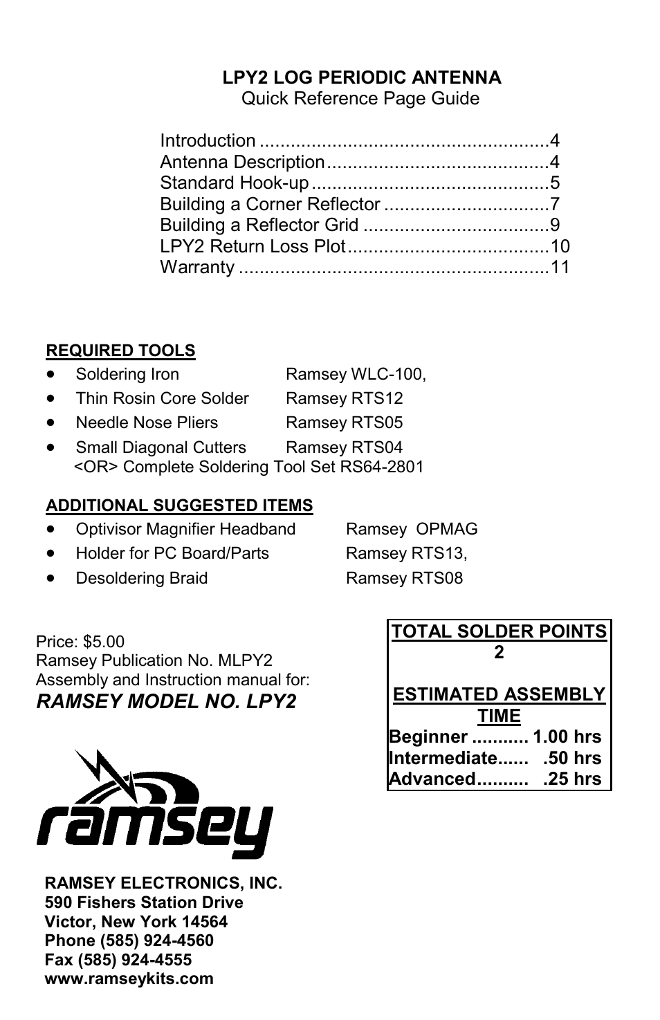 Ramsey Electronics LPY2 User Manual | Page 12 / 12