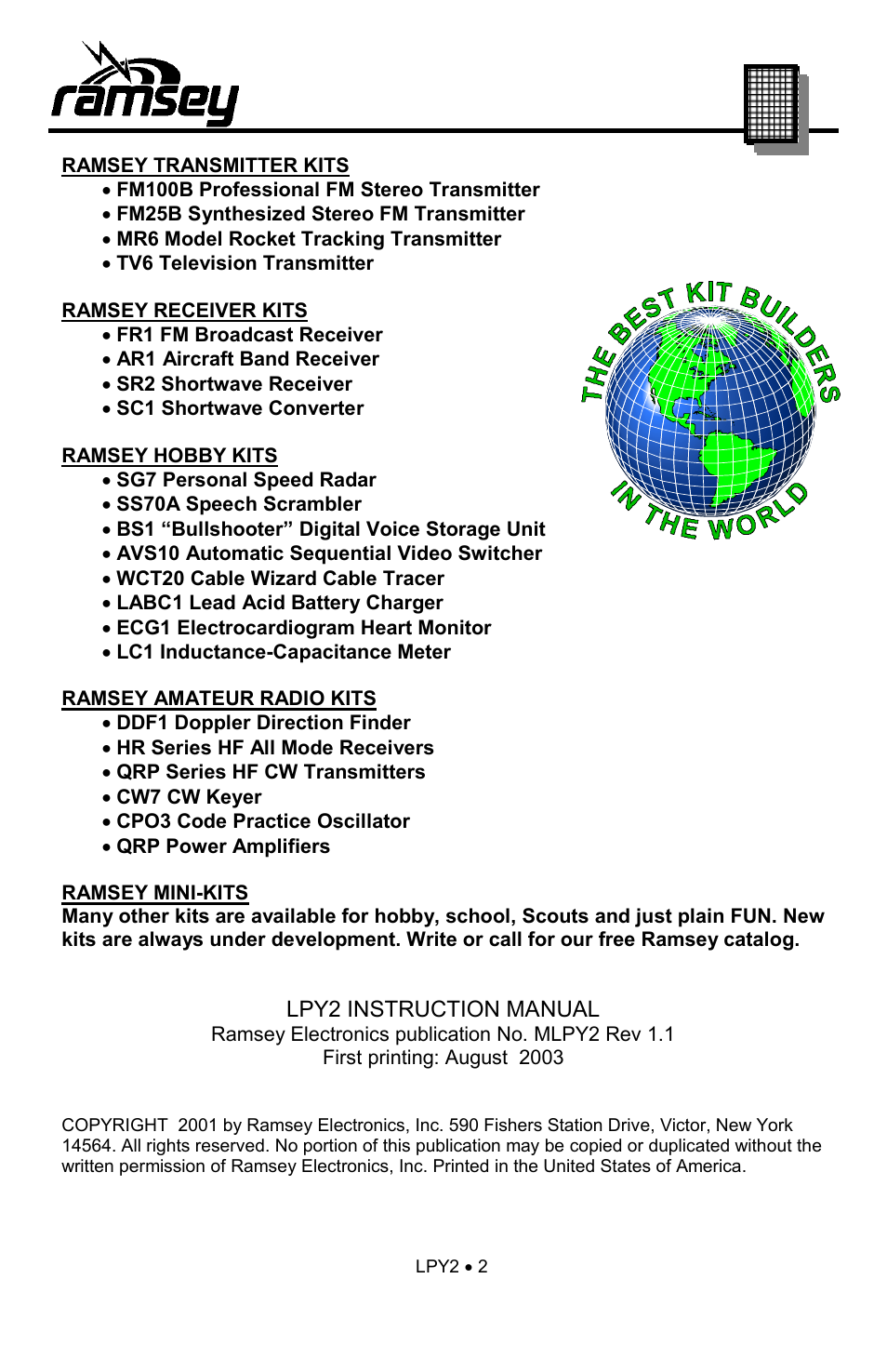 Ramsey Electronics LPY2 User Manual | Page 2 / 12