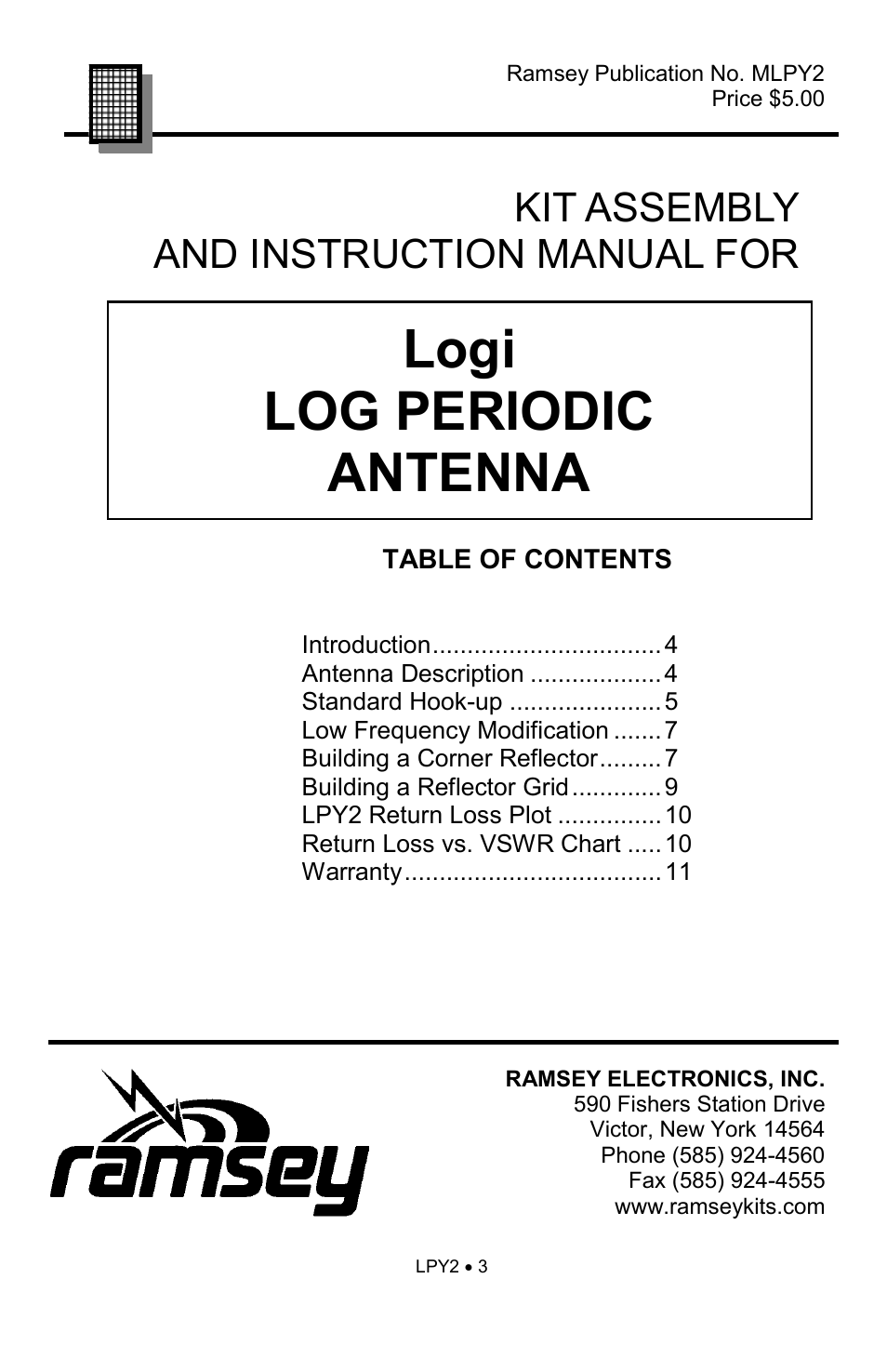 Logi log periodic antenna, Kit assembly and instruction manual for | Ramsey Electronics LPY2 User Manual | Page 3 / 12