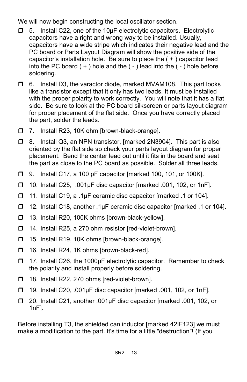 Ramsey Electronics SR2 User Manual | Page 13 / 28