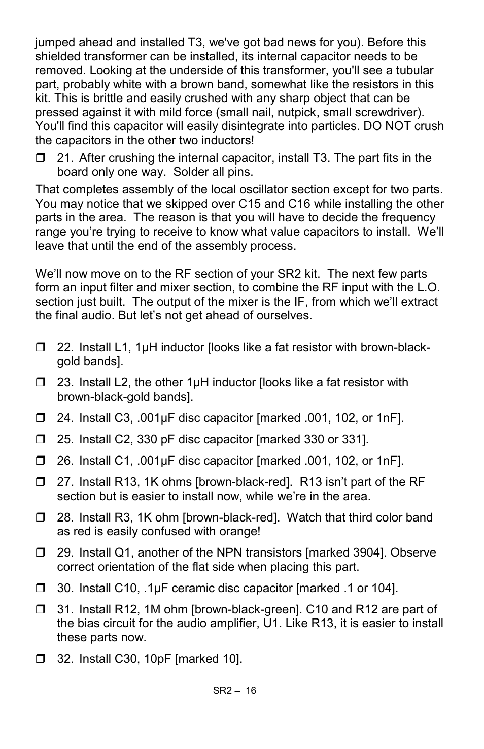 Ramsey Electronics SR2 User Manual | Page 16 / 28