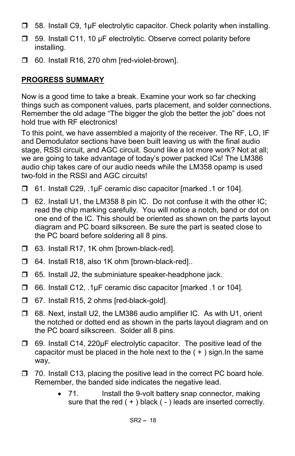 Ramsey Electronics SR2 User Manual | Page 18 / 28
