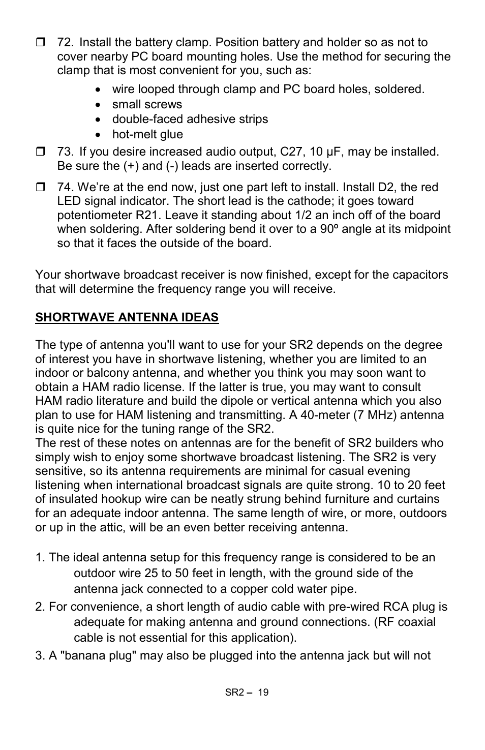 Ramsey Electronics SR2 User Manual | Page 19 / 28