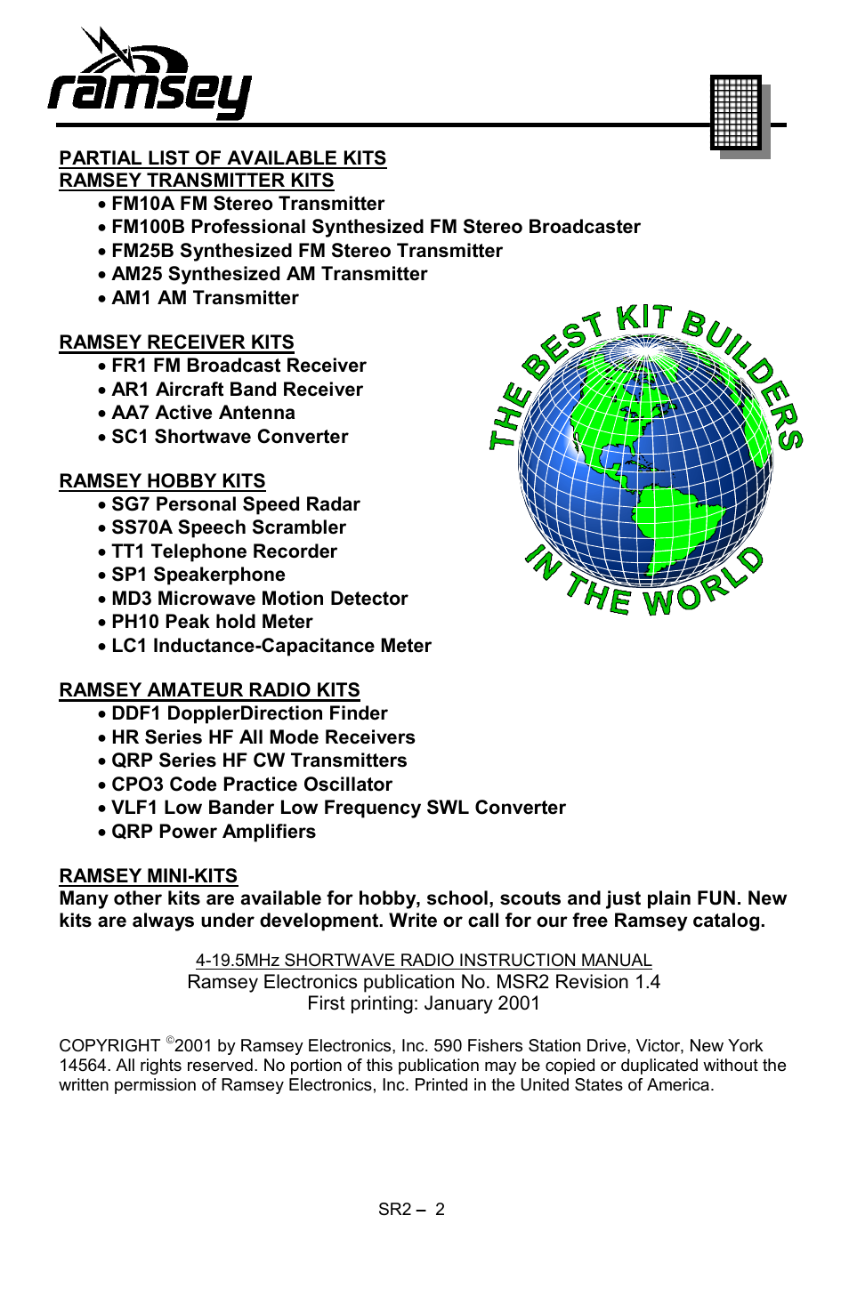 Ramsey Electronics SR2 User Manual | Page 2 / 28