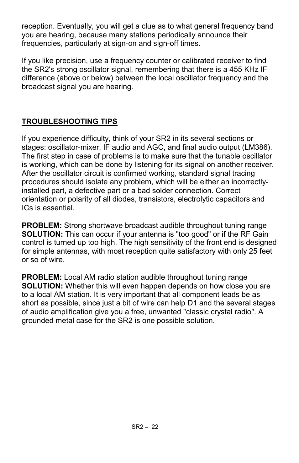 Ramsey Electronics SR2 User Manual | Page 22 / 28
