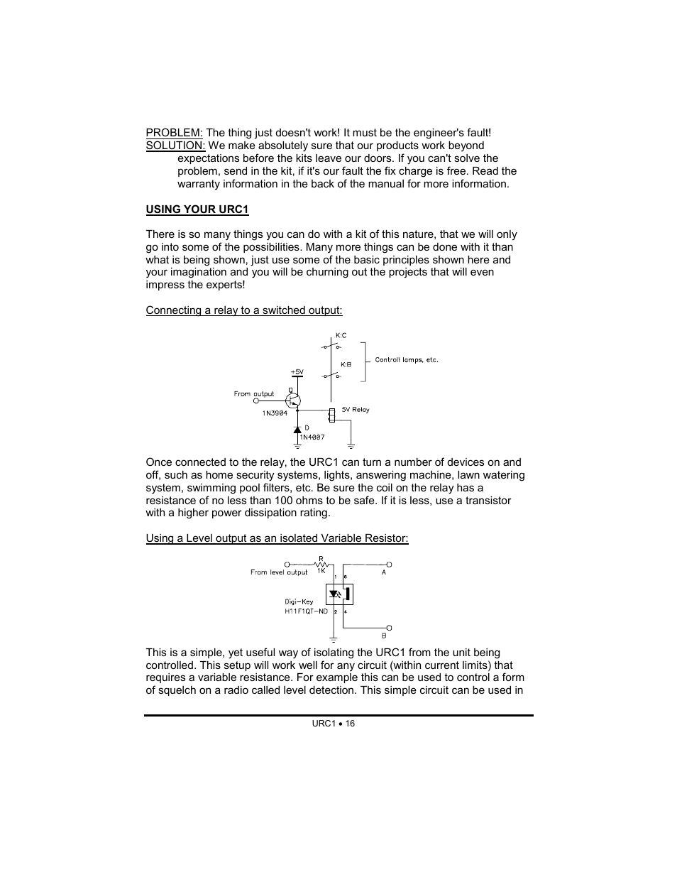 Ramsey Electronics URC1 User Manual | Page 16 / 31