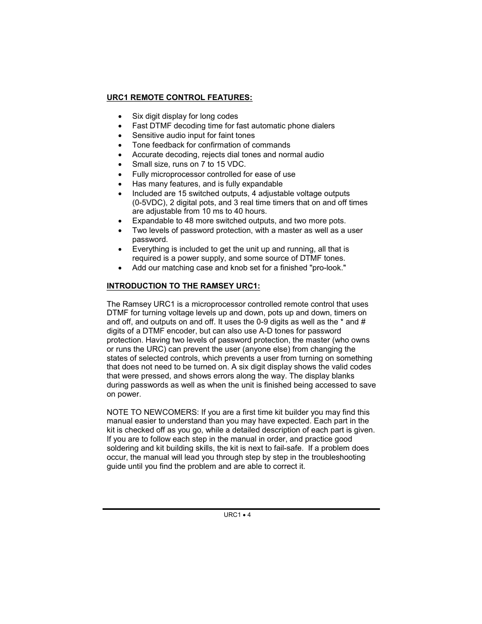 Ramsey Electronics URC1 User Manual | Page 4 / 31