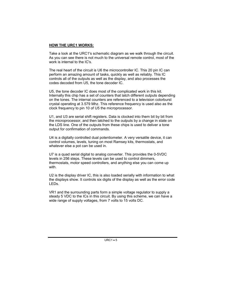 Ramsey Electronics URC1 User Manual | Page 5 / 31