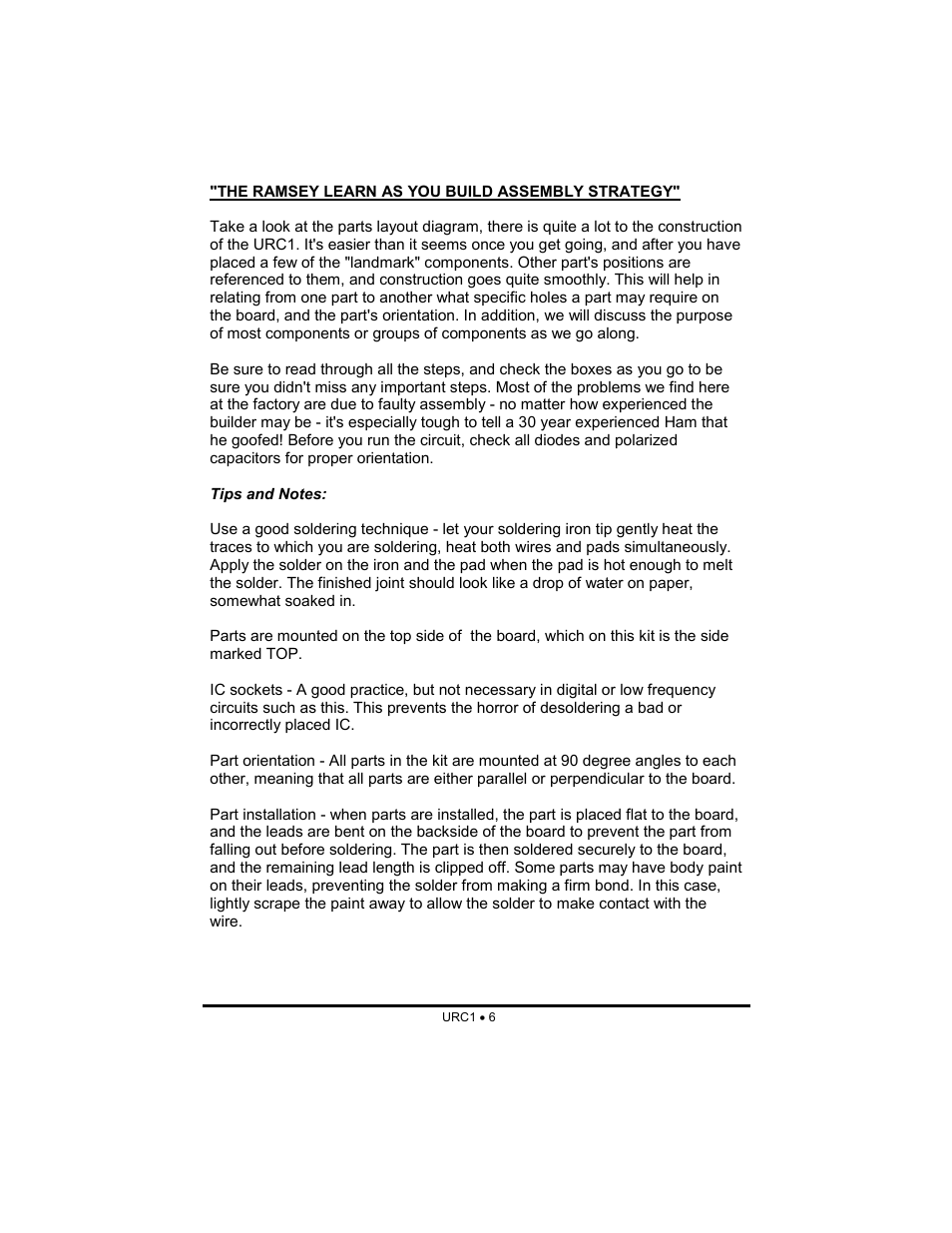 Ramsey Electronics URC1 User Manual | Page 6 / 31