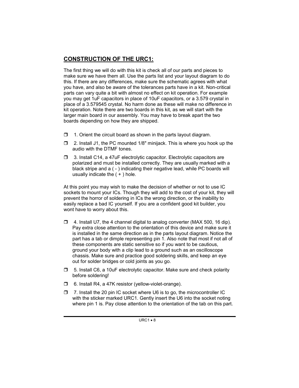 Ramsey Electronics URC1 User Manual | Page 8 / 31