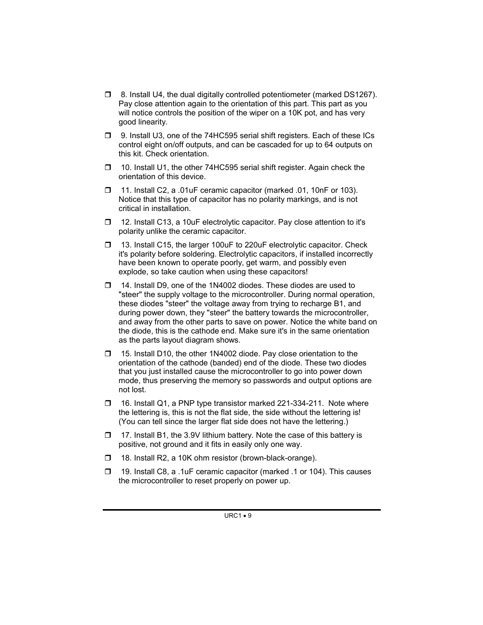 Ramsey Electronics URC1 User Manual | Page 9 / 31
