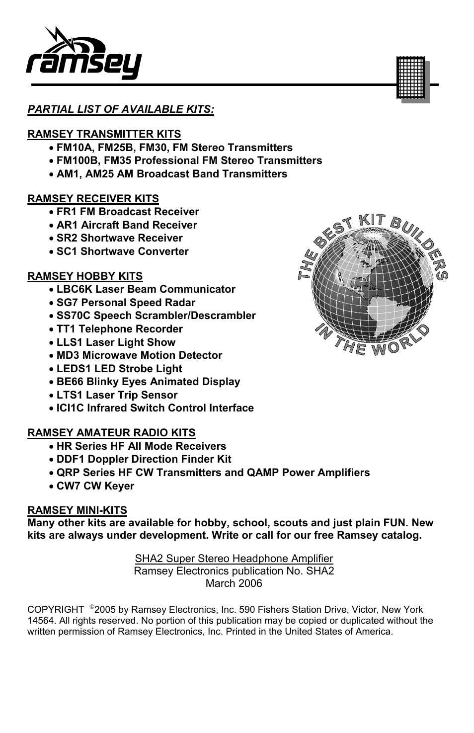 Ramsey Electronics SHA2 User Manual | Page 2 / 24