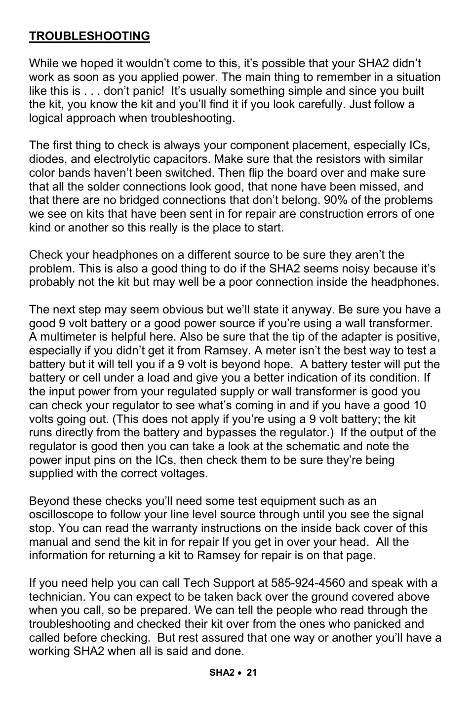 Ramsey Electronics SHA2 User Manual | Page 21 / 24