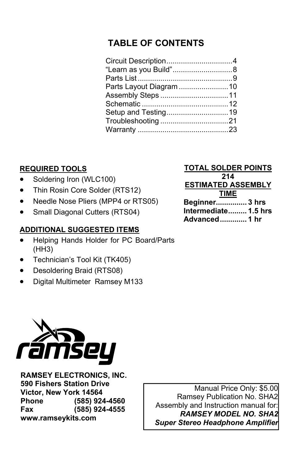 Ramsey Electronics SHA2 User Manual | Page 24 / 24