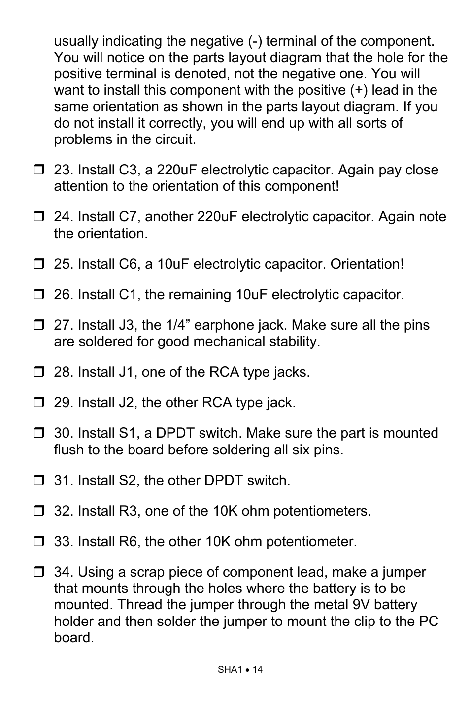 Ramsey Electronics SHA1 User Manual | Page 14 / 20