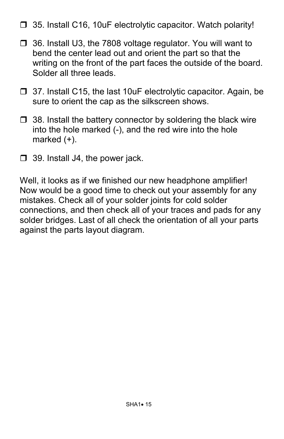 Ramsey Electronics SHA1 User Manual | Page 15 / 20