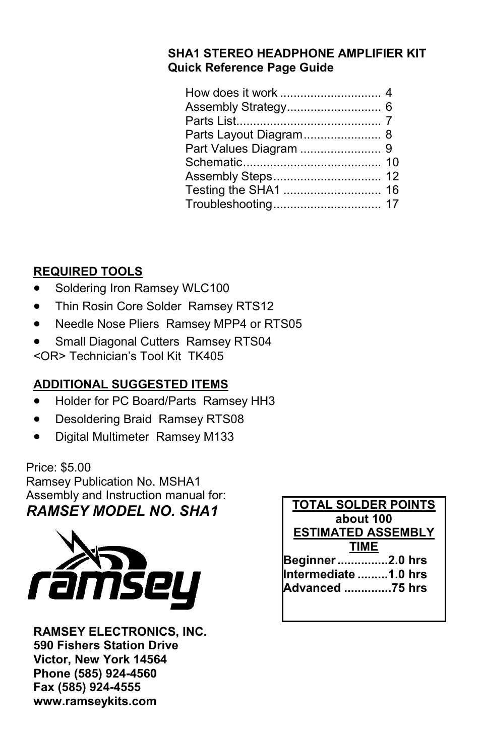 Ramsey Electronics SHA1 User Manual | Page 20 / 20