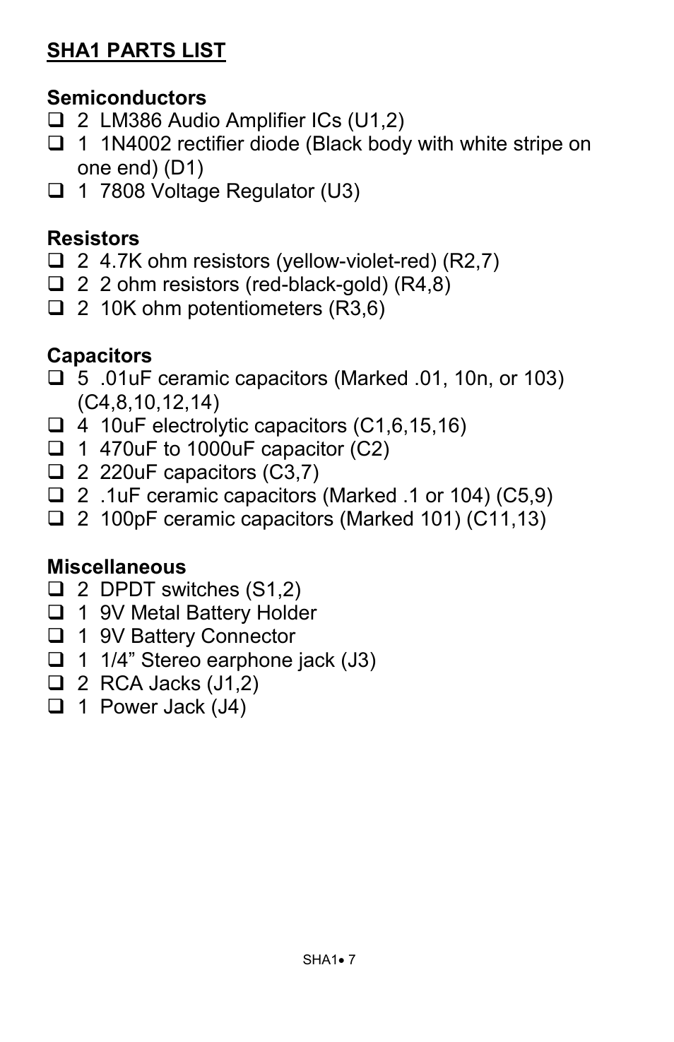 Ramsey Electronics SHA1 User Manual | Page 7 / 20
