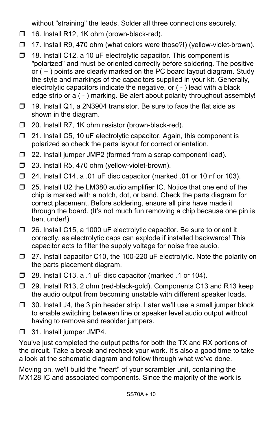 Ramsey Electronics SS70A User Manual | Page 10 / 20