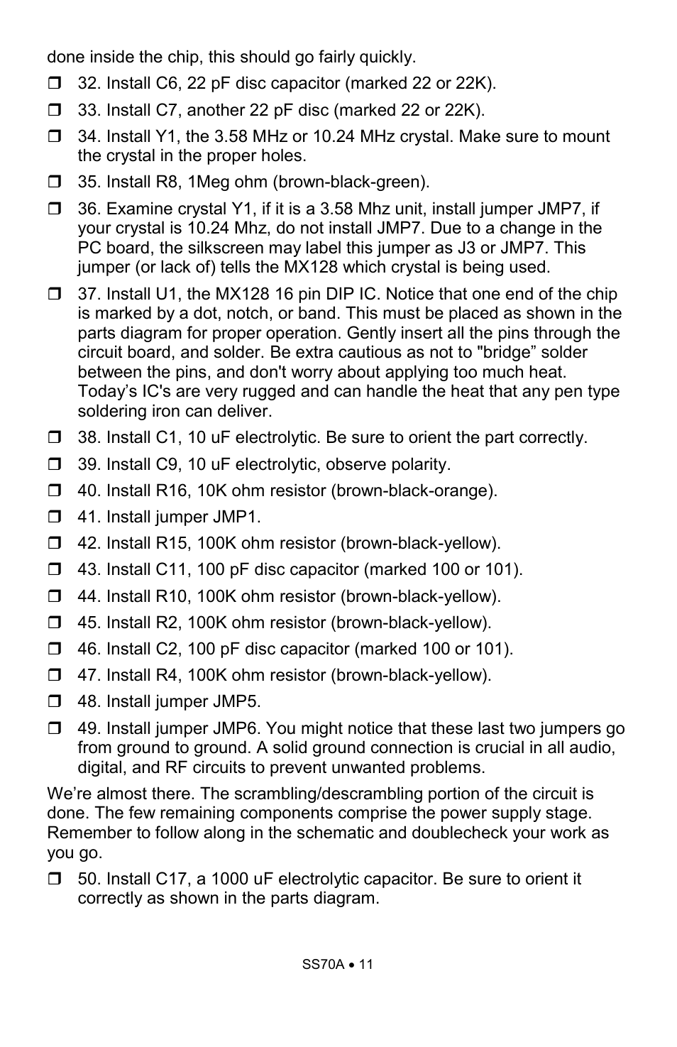 Ramsey Electronics SS70A User Manual | Page 11 / 20