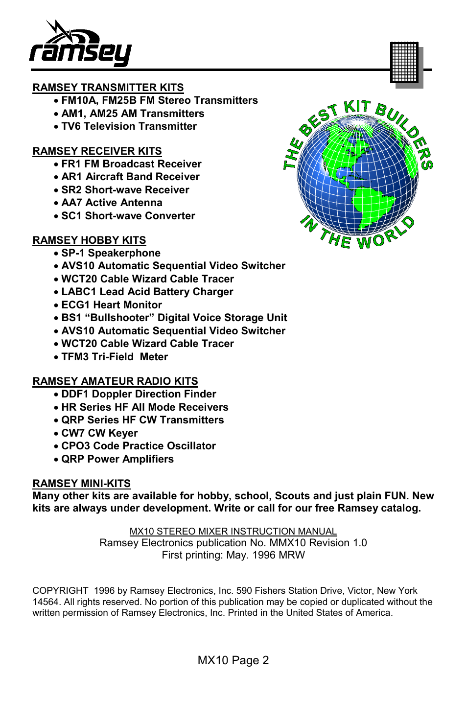 Ramsey Electronics MX10 User Manual | Page 2 / 32