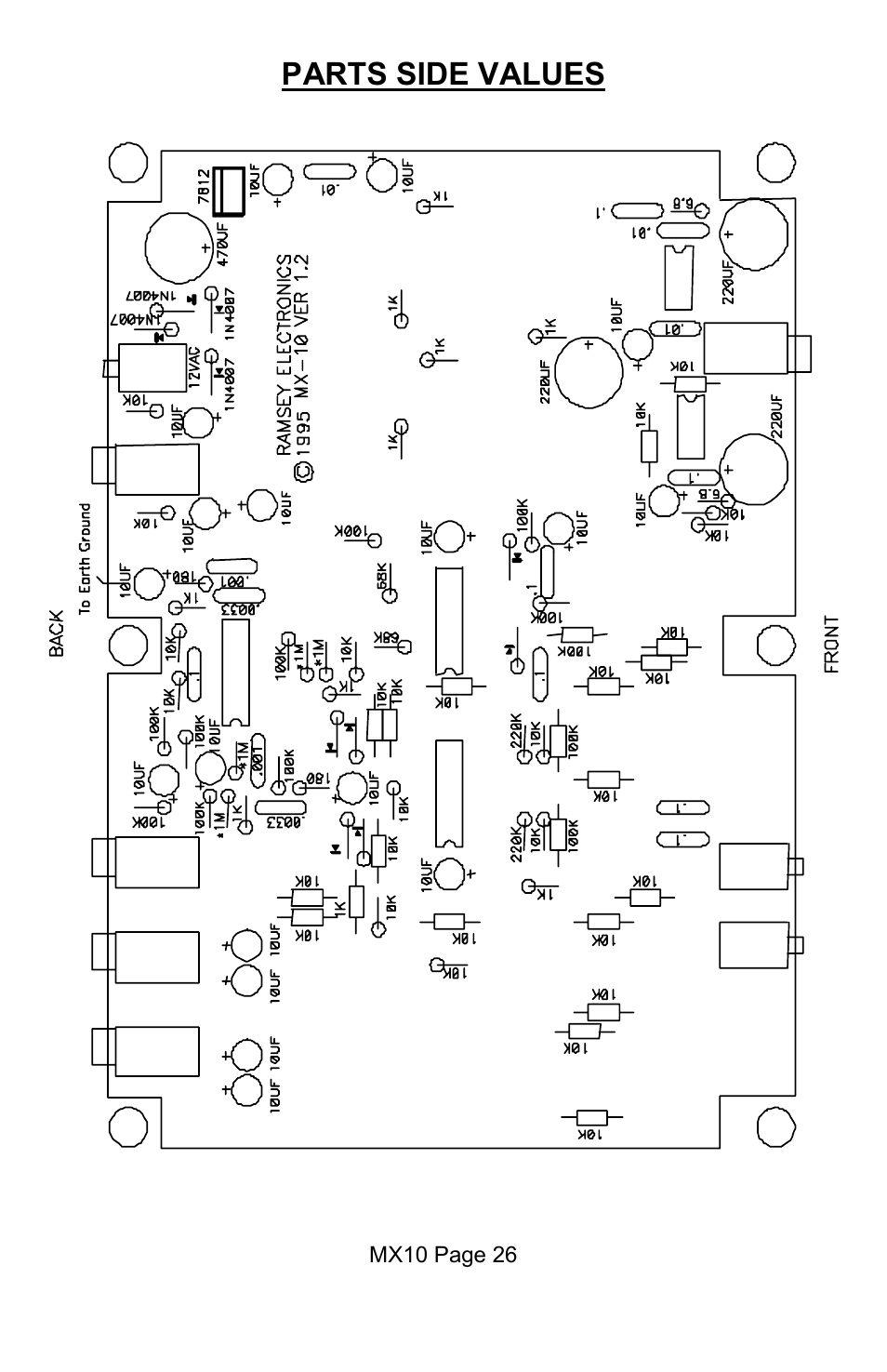 Parts side values | Ramsey Electronics MX10 User Manual | Page 26 / 32