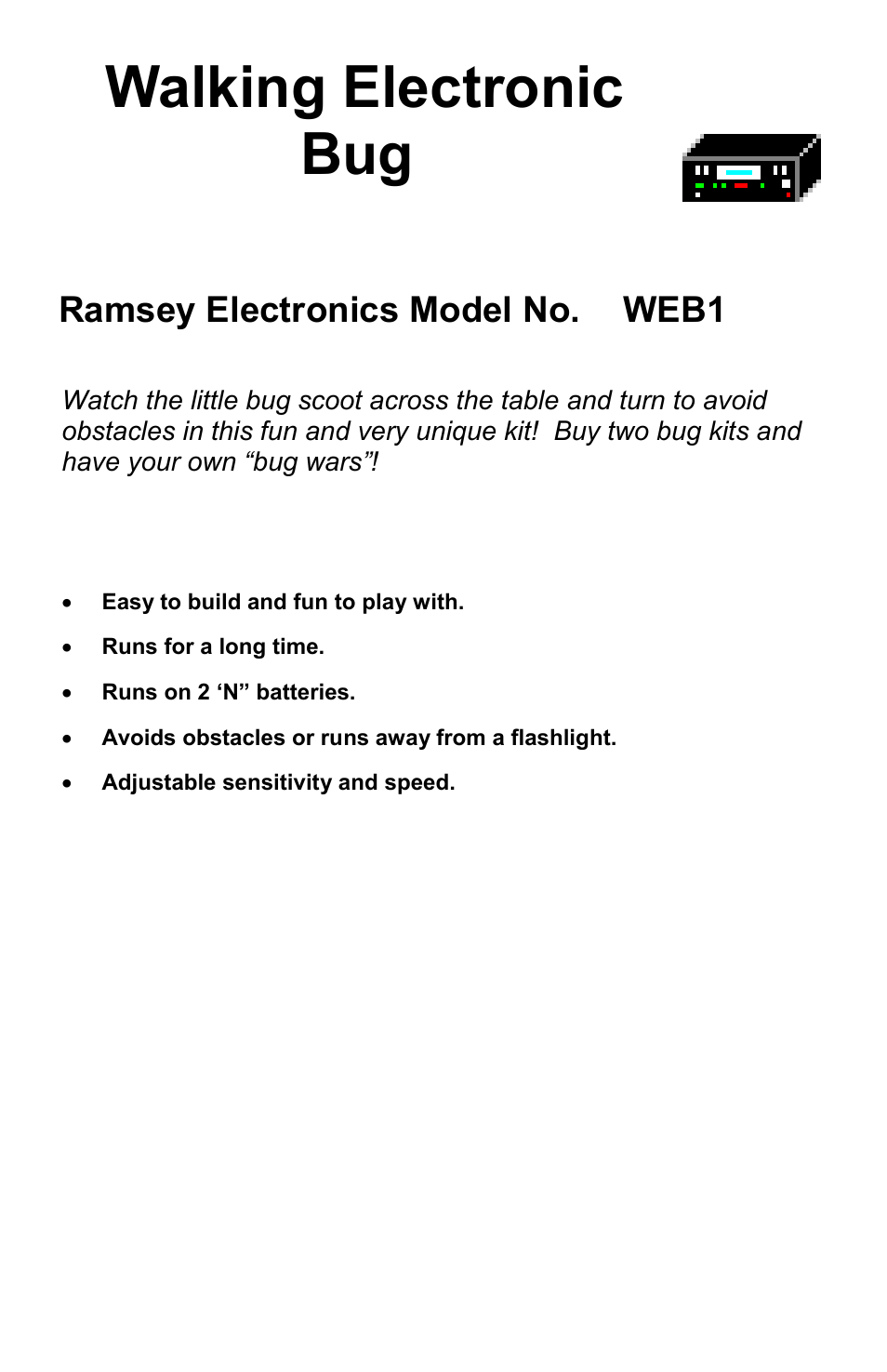 Ramsey Electronics Walking Electronic Bug WEB1 User Manual | 20 pages