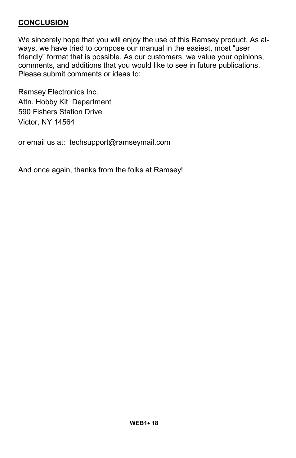 Ramsey Electronics Walking Electronic Bug WEB1 User Manual | Page 18 / 20