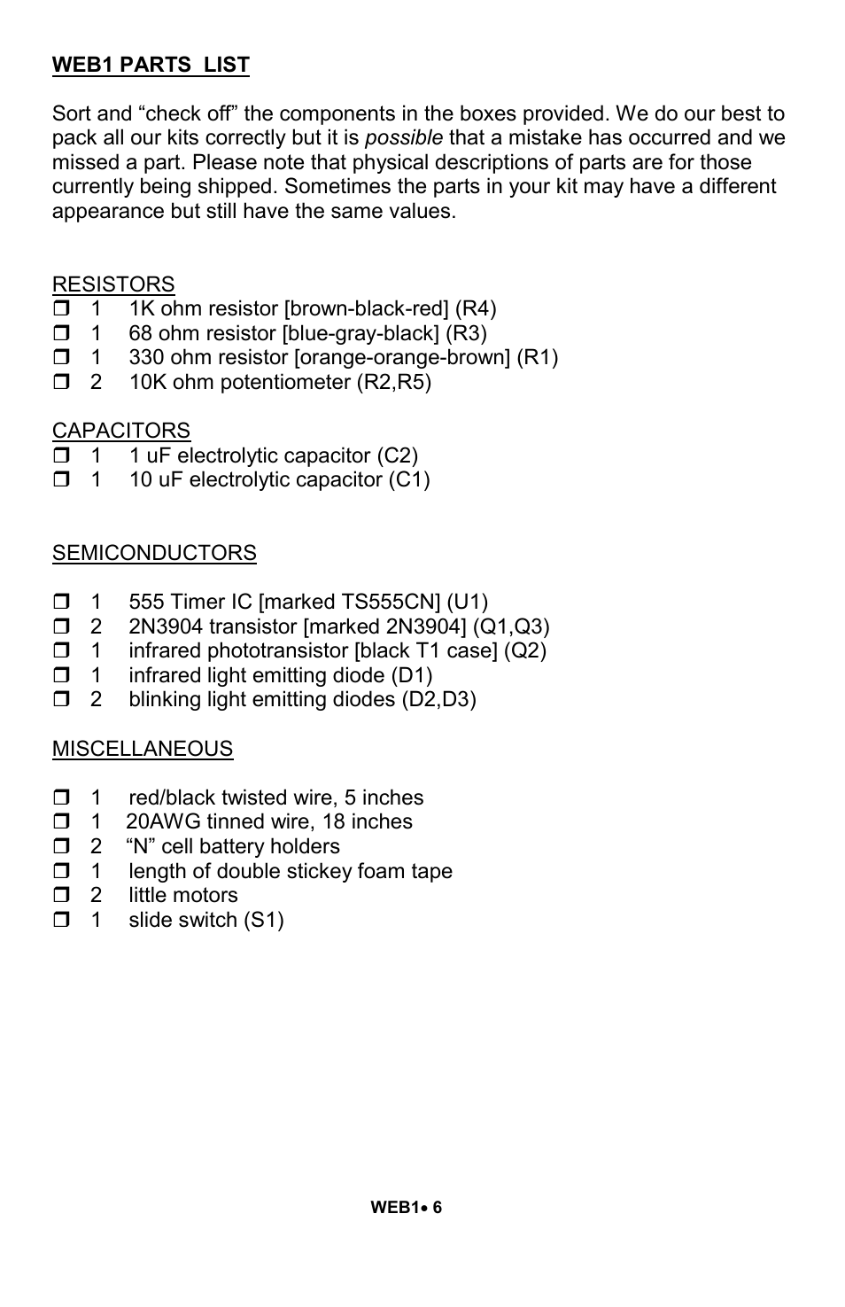 Ramsey Electronics Walking Electronic Bug WEB1 User Manual | Page 6 / 20