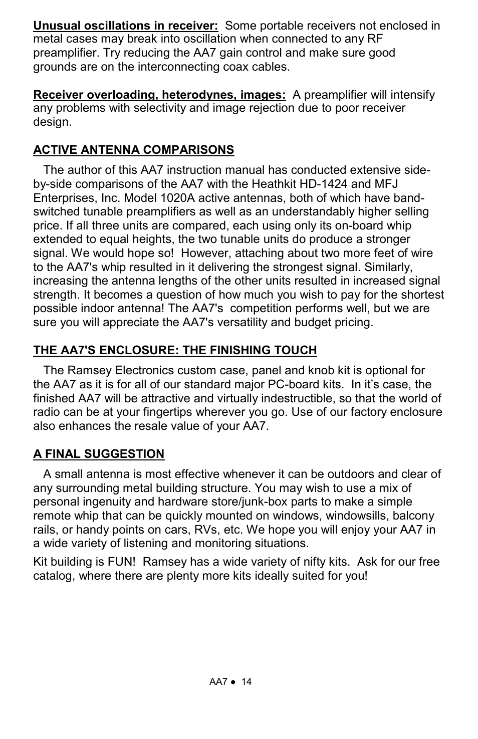 Ramsey Electronics AA7 User Manual | Page 14 / 16